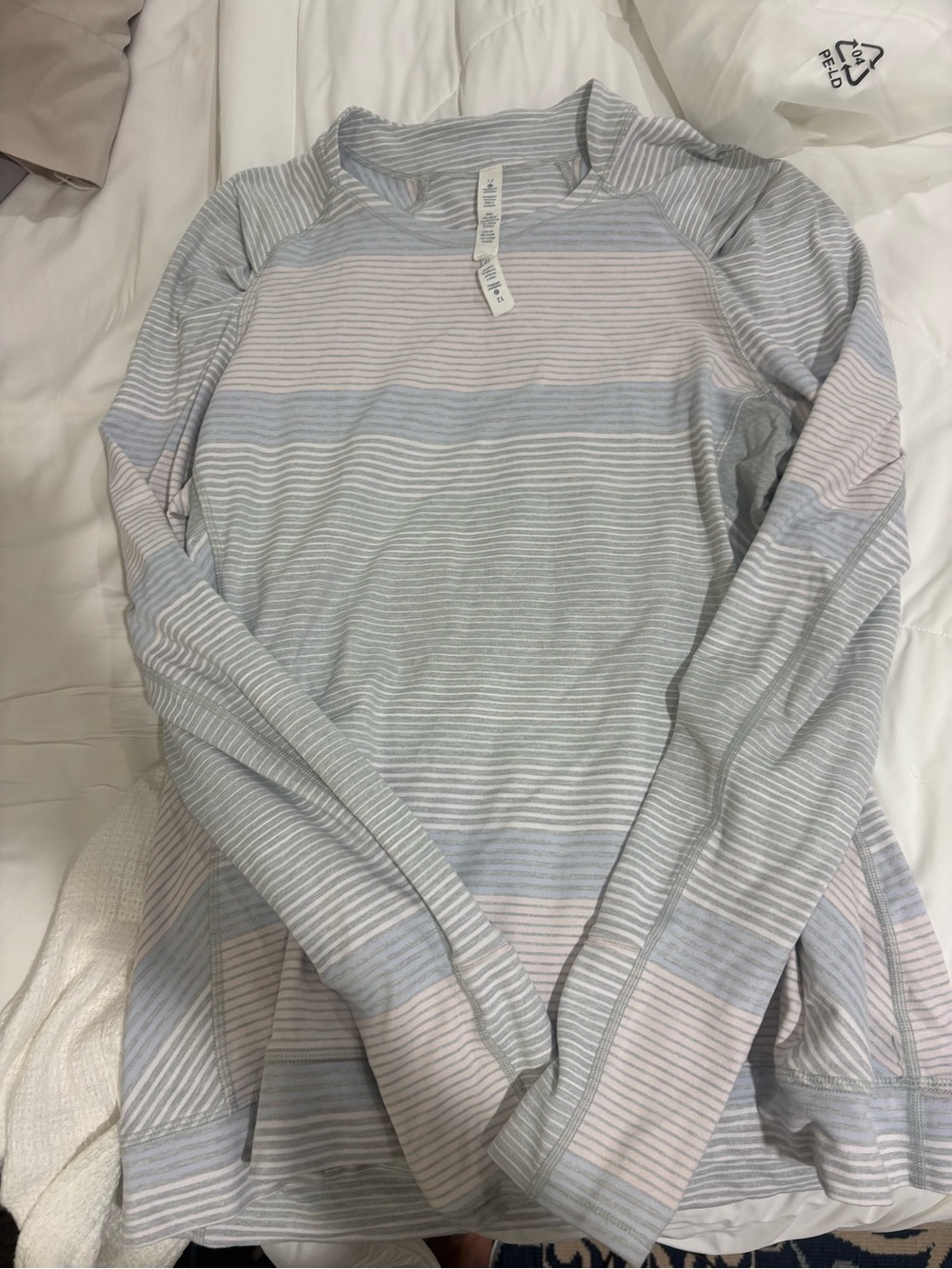 lululemon athletica Striped Long Sleeve Top in Light Blue & Pale Pink